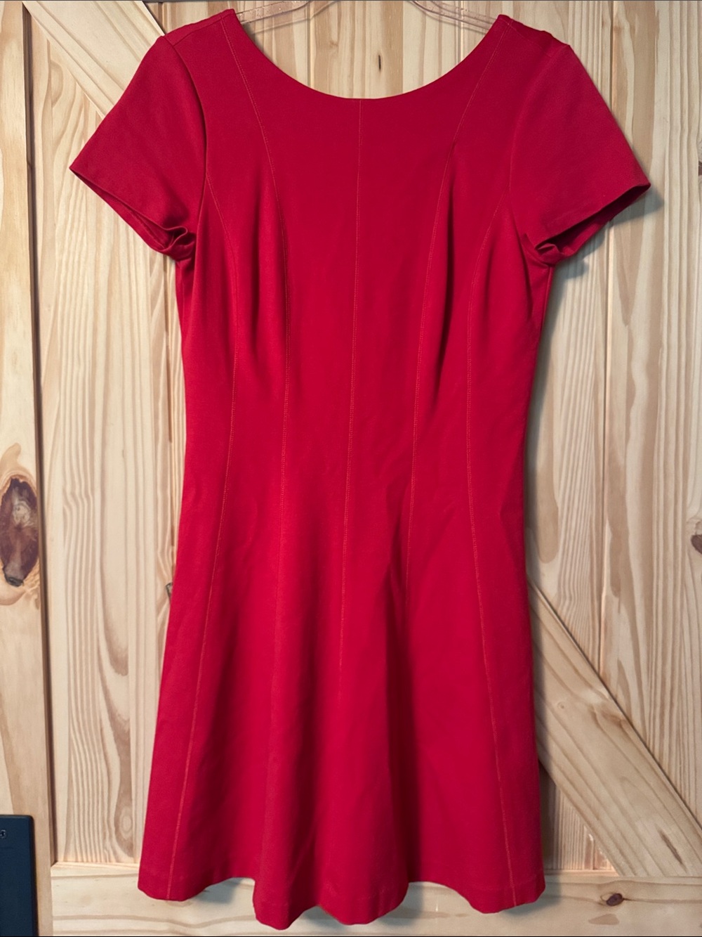 Banana Republic Red Short-Sleeve Fit & Flare Mini Dress